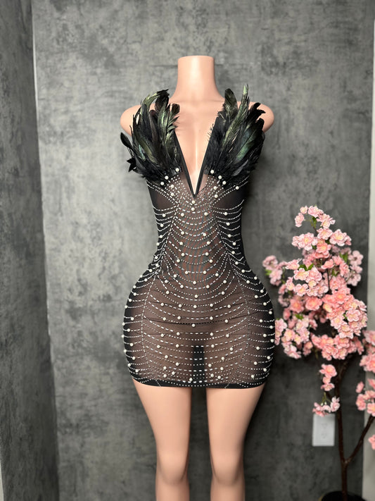 Feathers and Pearls bodycon dress